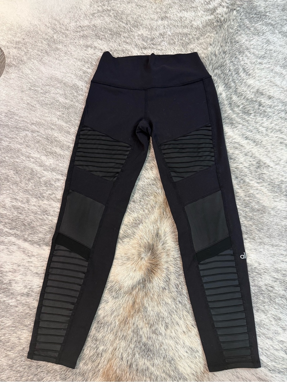 ALO Yoga Black High-Waist Ribbed Panel Leggings